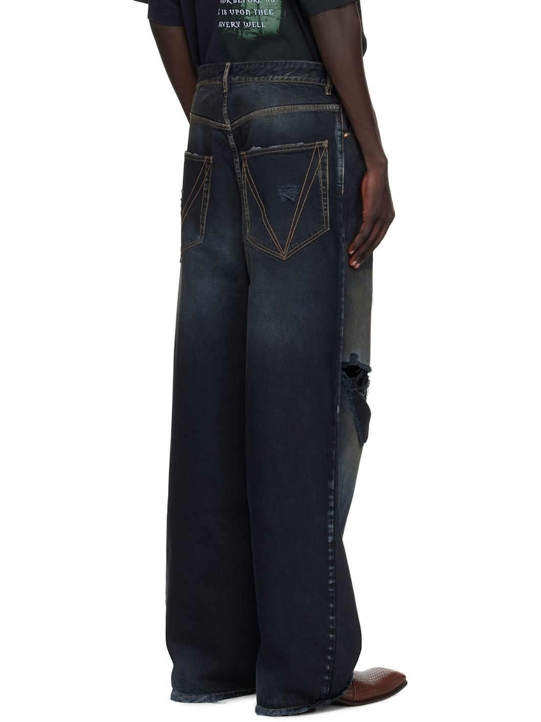 Black Distressed Baggy Jeans - 3