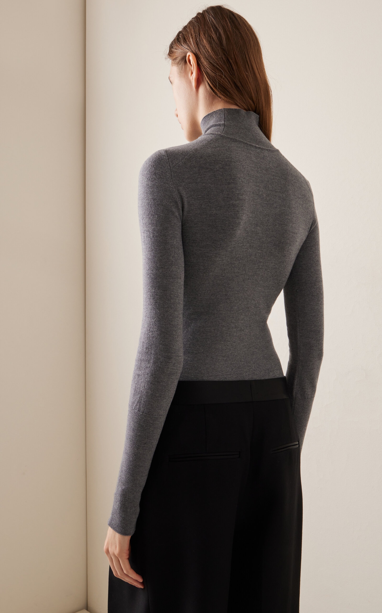 Thea Knit Wool-Blend Turtleneck Bodysuit grey - 4