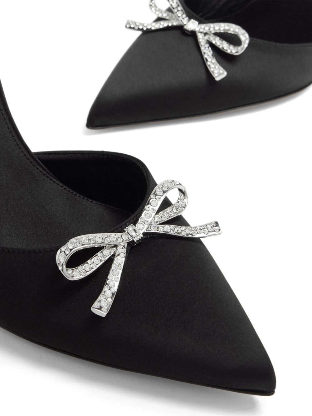 105mm bow-embellished satin pumps - 4