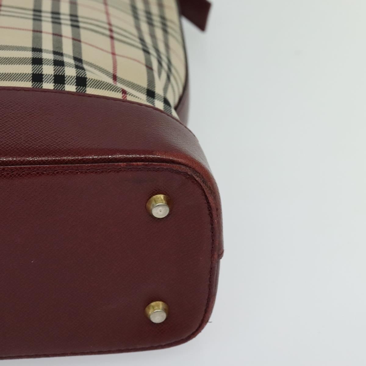 Burberry Nova Check Tote Bag Canvas Leather Beige Red Gold - 11