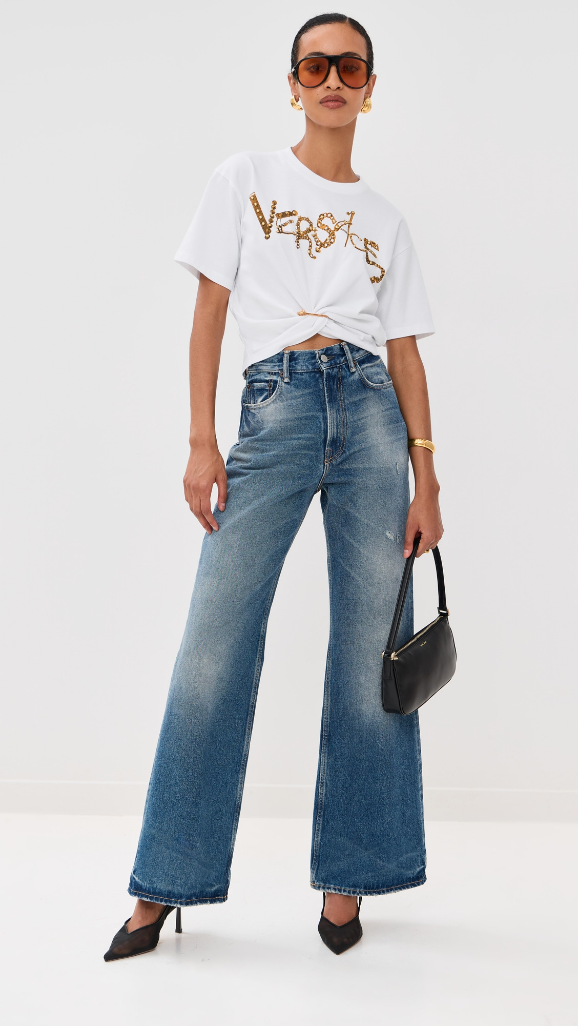 Chain Print with Studs Cotton Jersey Tee - 4
