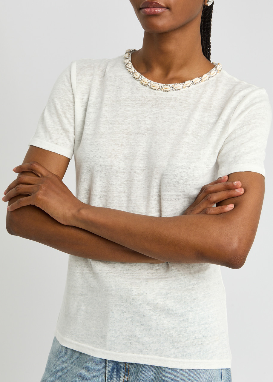 Zimmermann Illuminate Embellished Linen T-shirt - 5