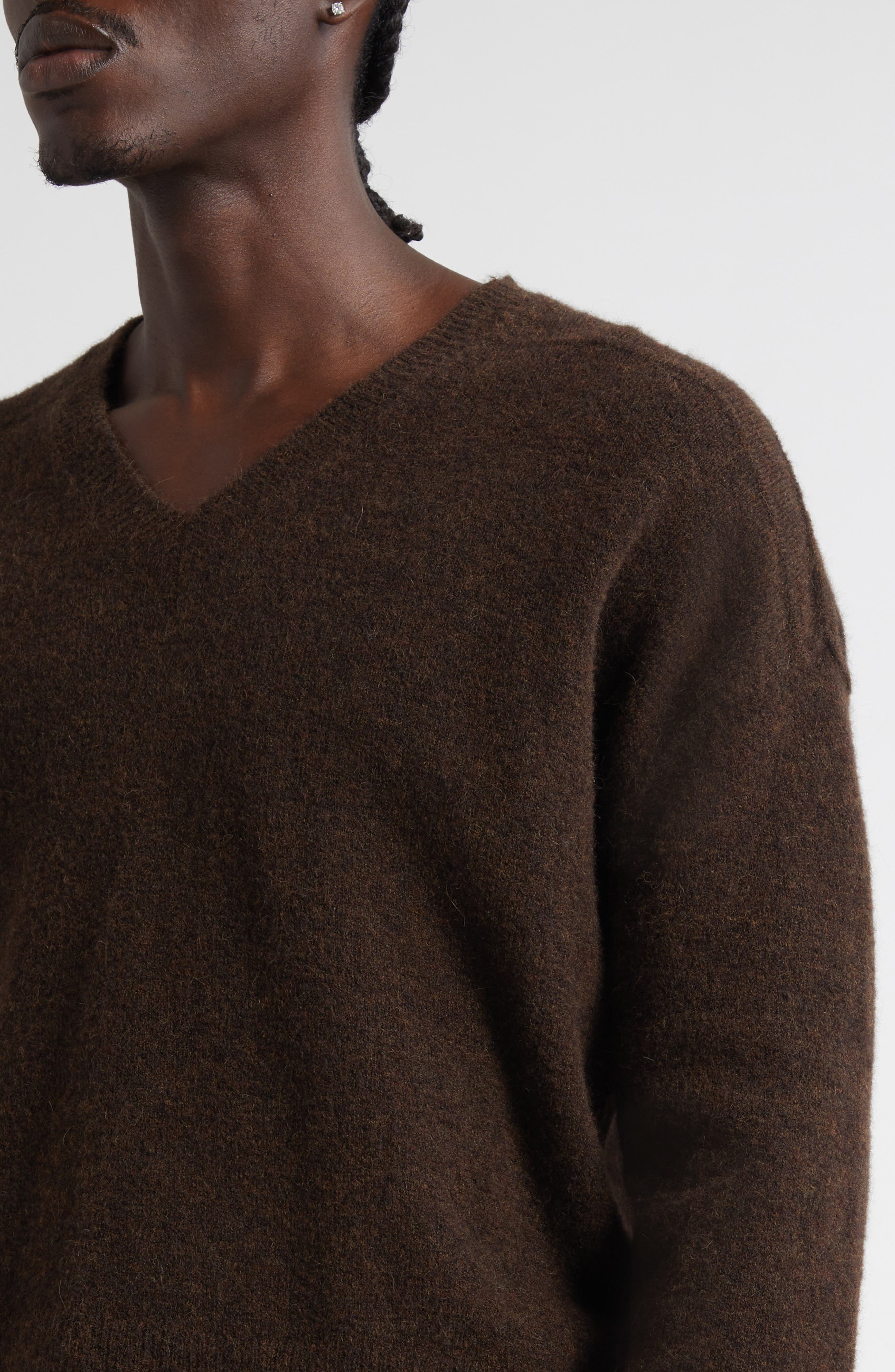 Rick Owens Tommy Alpaca & Wool Blend V-Neck Sweater in Brown at Nordstrom - 5