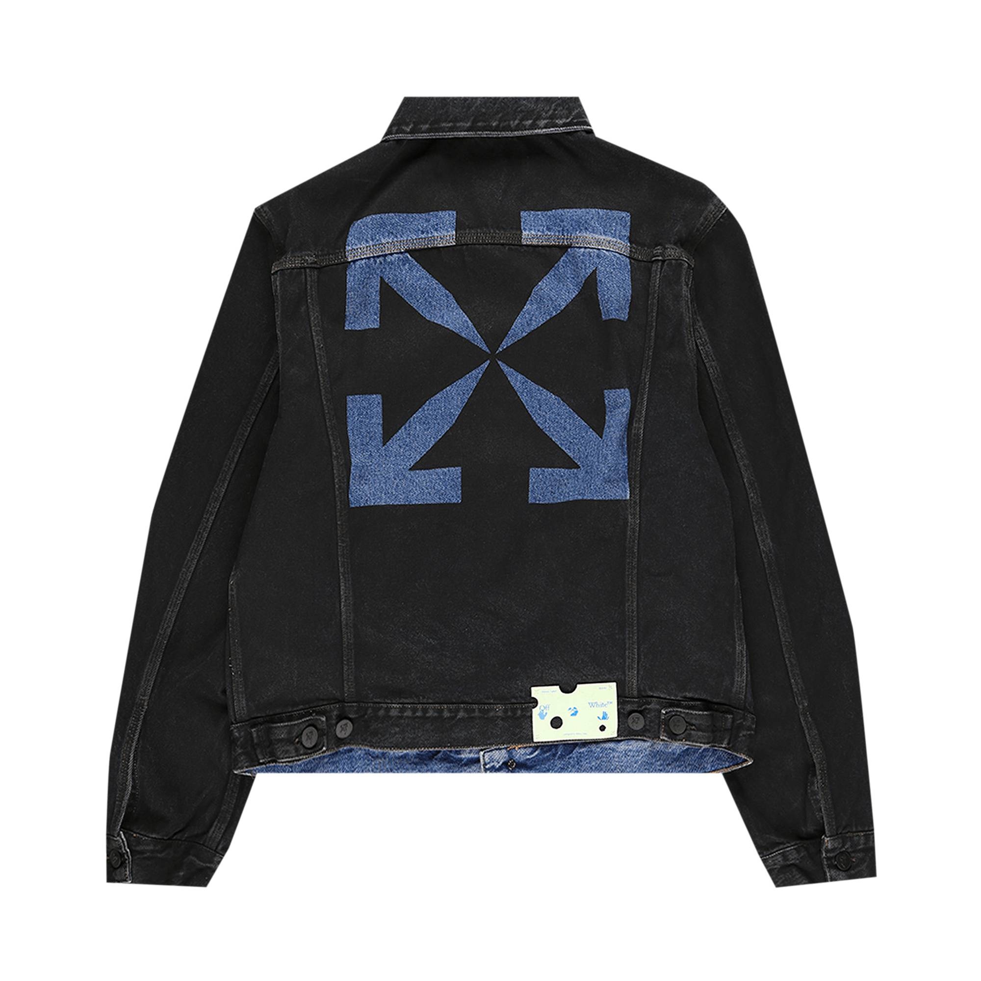 Off-White Stencil Slim Denim Jacket 'Black/Medium Blue' - 2