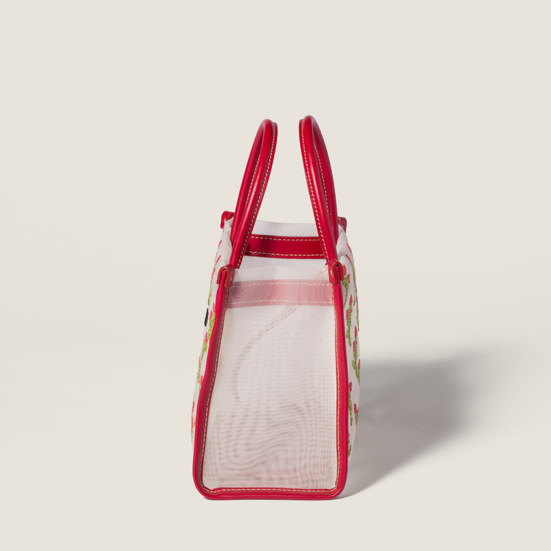 Embroidered mesh top-handle bag 5