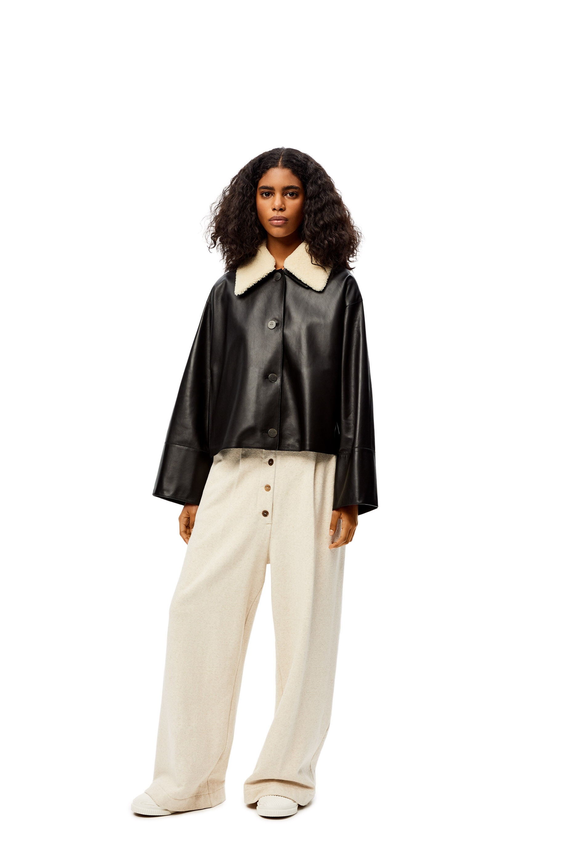 Shearling collar jacket in nappa and shearling - 2