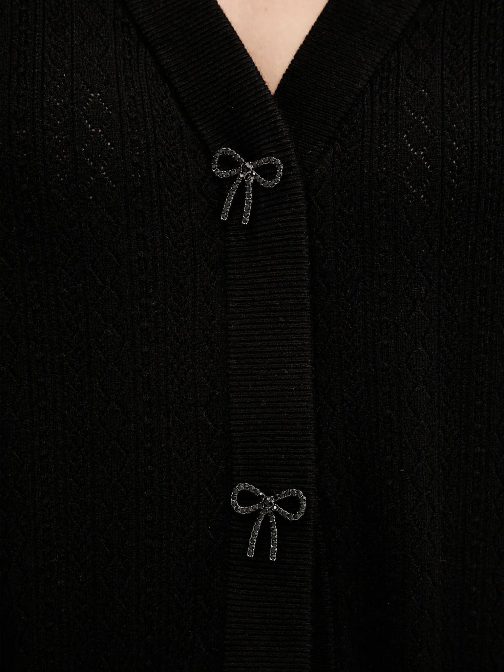 bow-embellished V-neck cardigan - 5