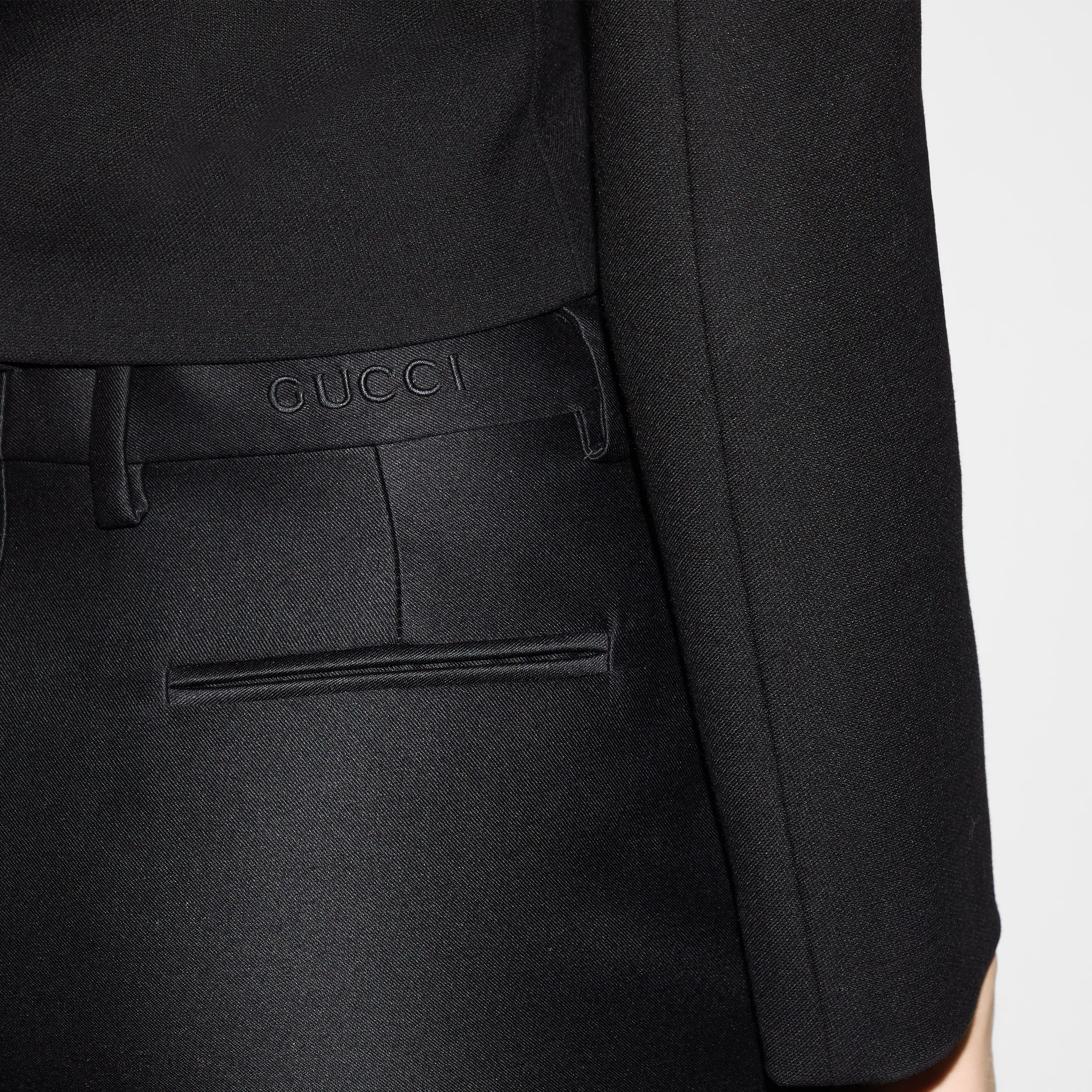 Embroidered wool silk gabardine pant - 5