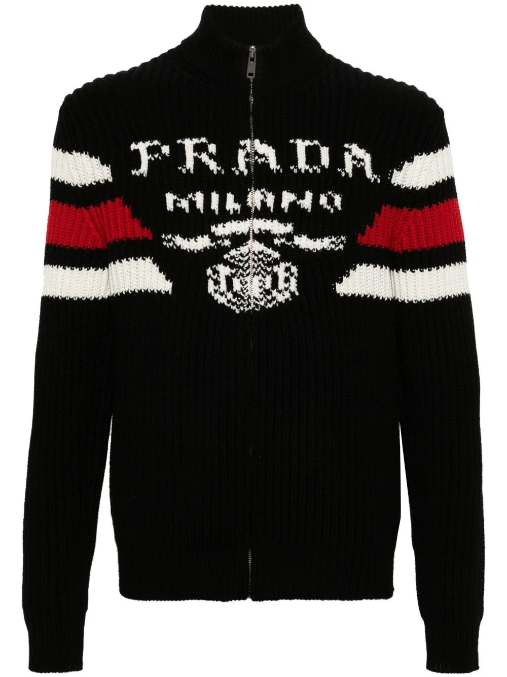 logo-jacquard cashmere cardigan - 1