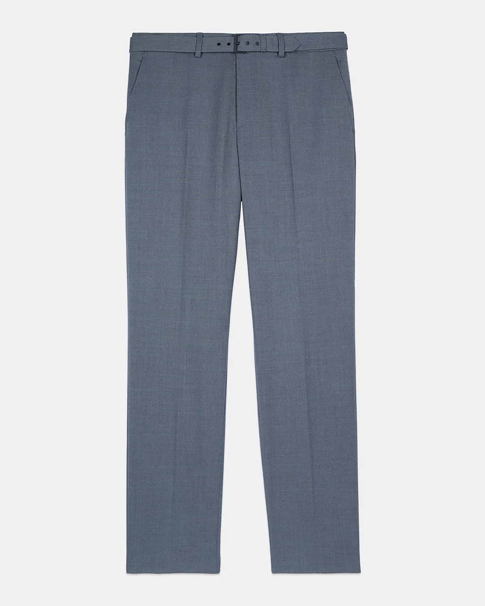 BLUE WOOL SUIT TROUSERS - 1