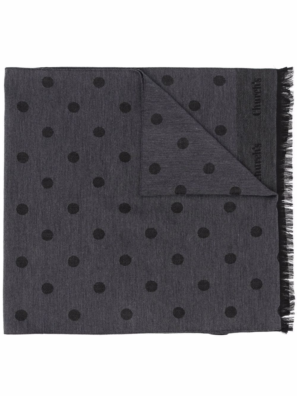 polka dot-pattern frayed scarf - 1