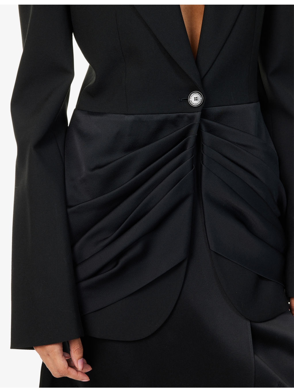 Draped Evening Peak-Lapels Wool Blazer - 5