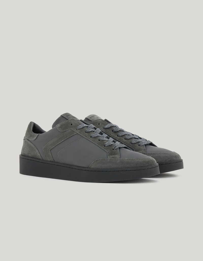 CANALI NUVOLA GRAY NYLON AND SUEDE SNEAKERS WITH BLACK SOLE 1