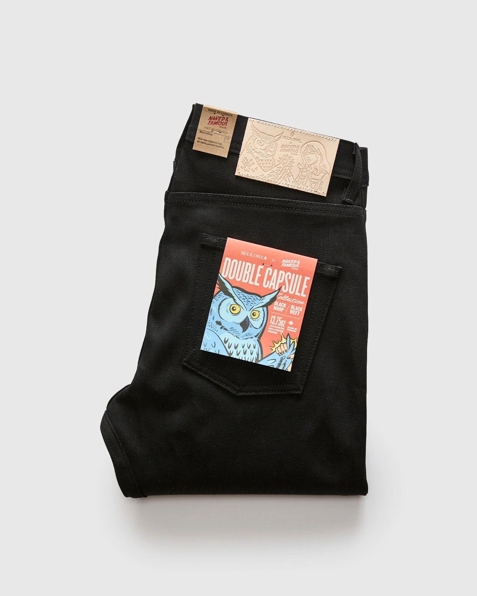 "Double Capsule Collection" 13.75oz Double Black Slub Selvedge Denim - Weird Guy Fit - 1