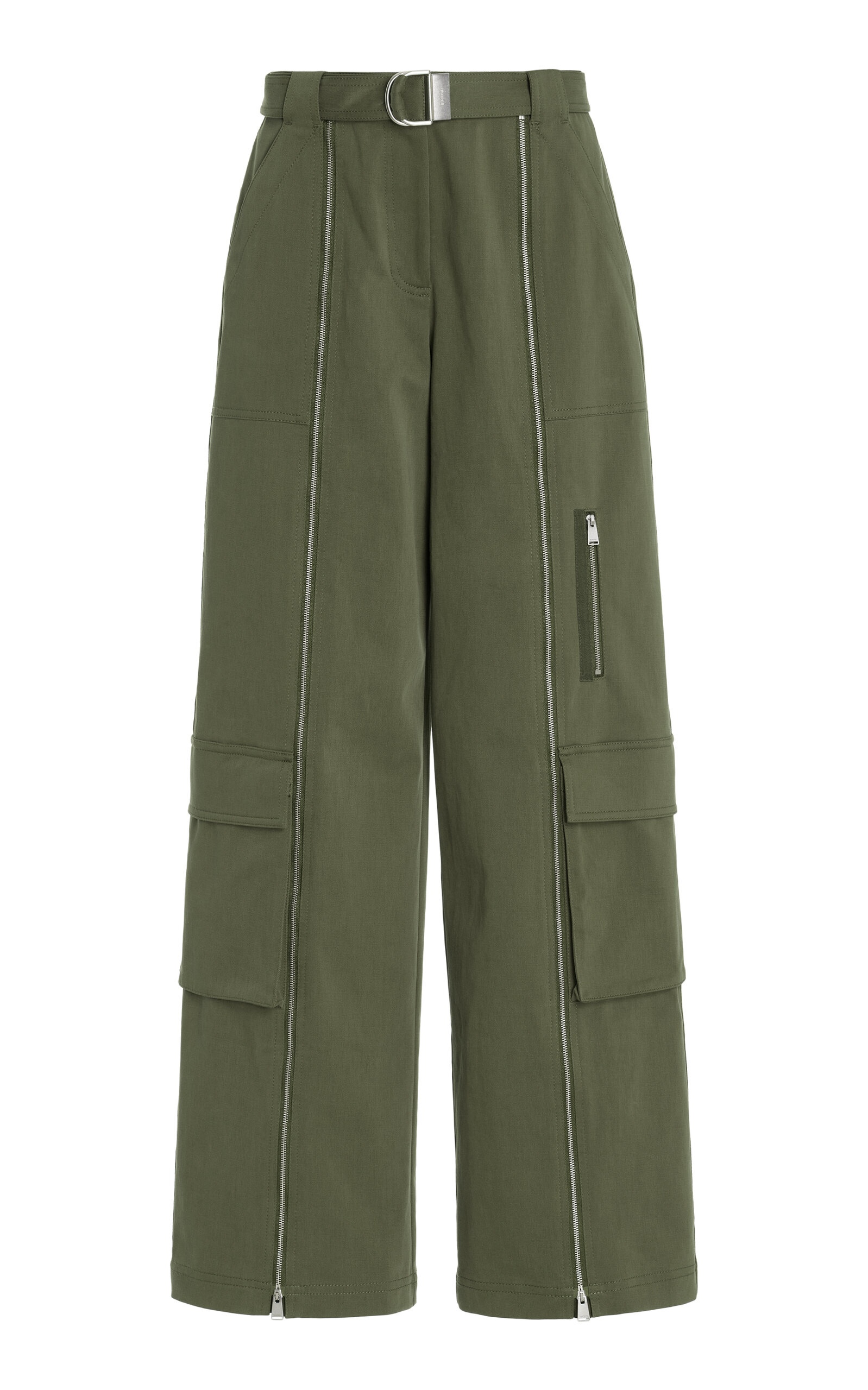 Fabiana Belted Cotton Flare Pants green - 1