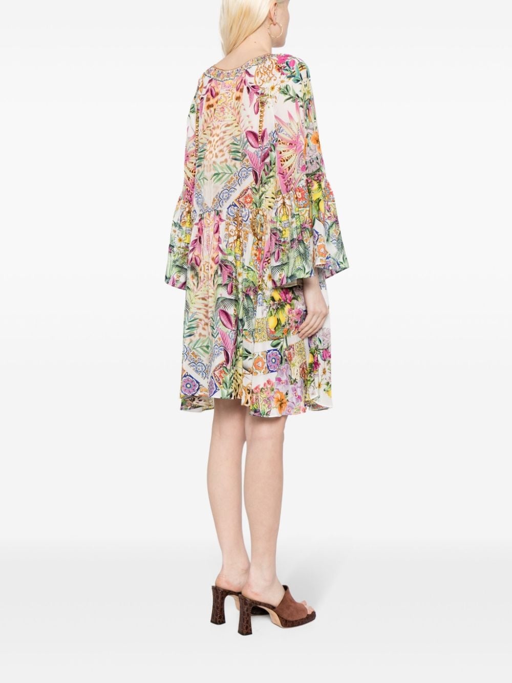floral-print silk midi dress - 4