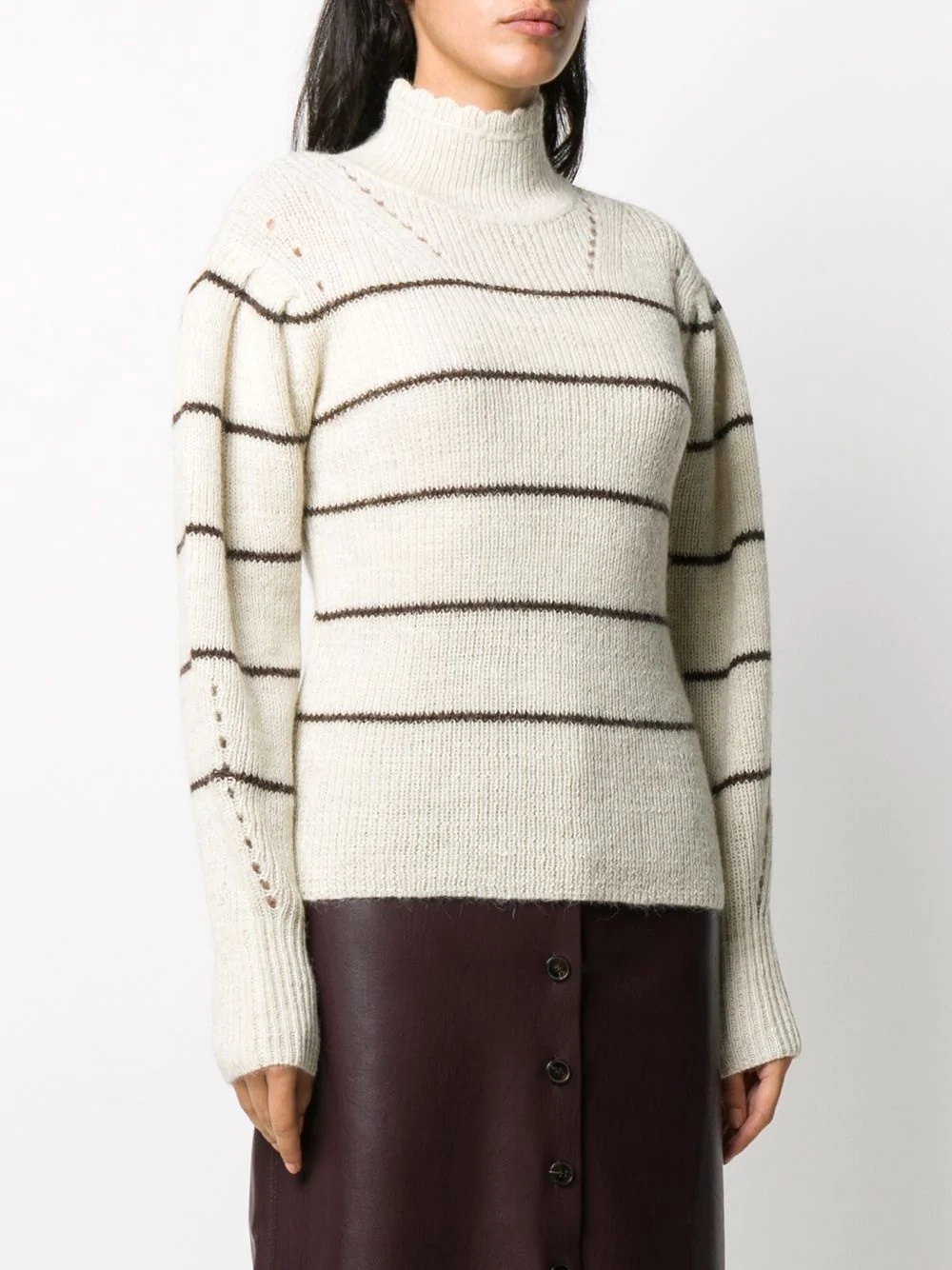 striped funnel neck jumper - 3