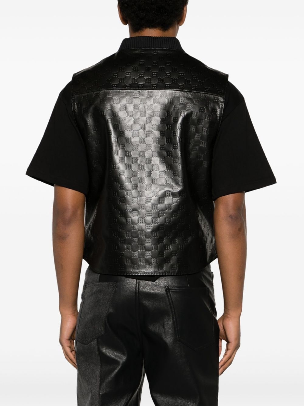 monogram-embossed leather vest - 4