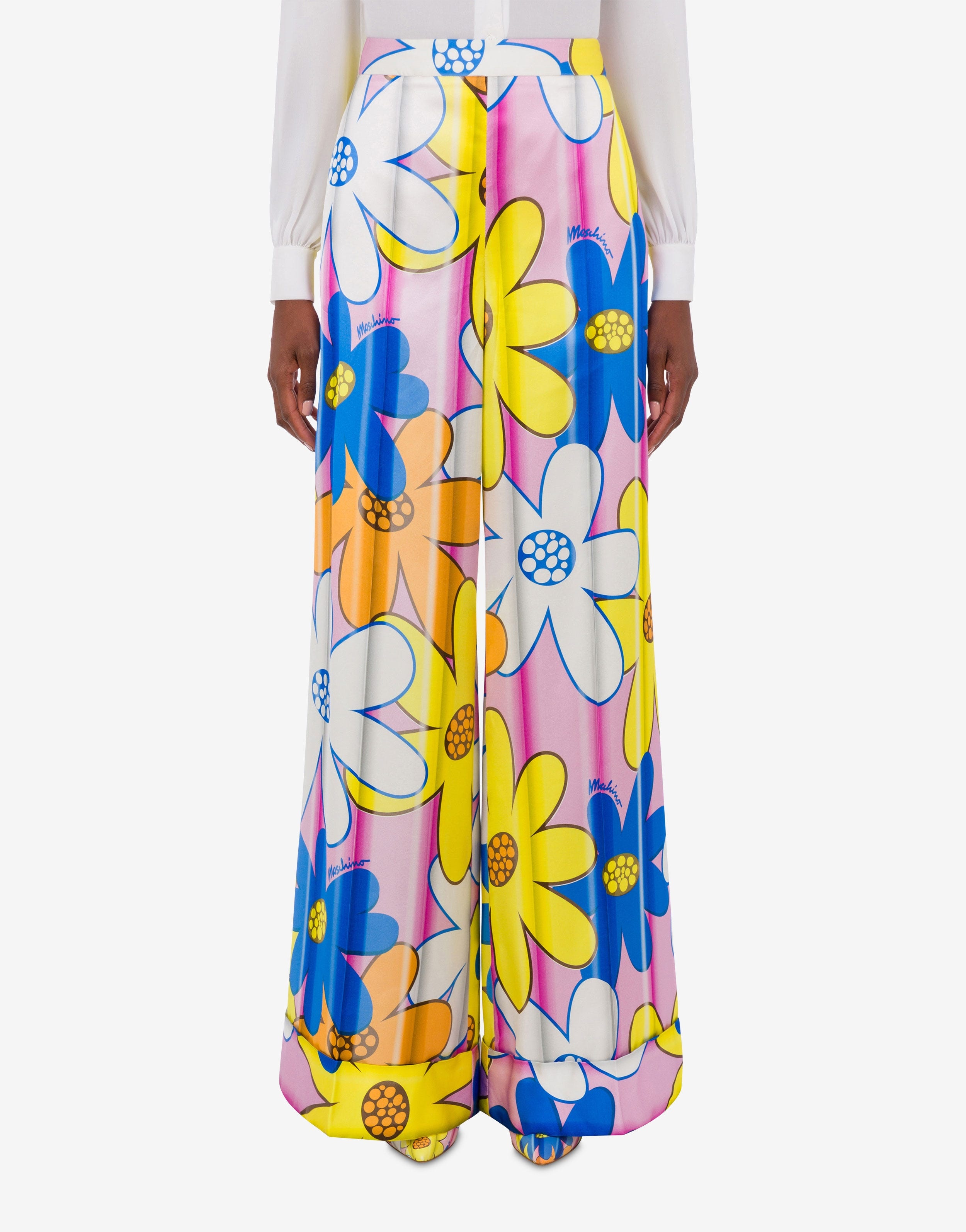 ALL-OVER FLOWERS OVERSIZED SATIN TROUSERS - 2
