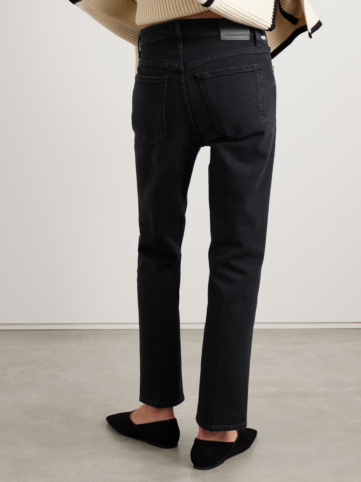 Zurie Ankle cropped high-rise straight-leg organic jeans Black - 4