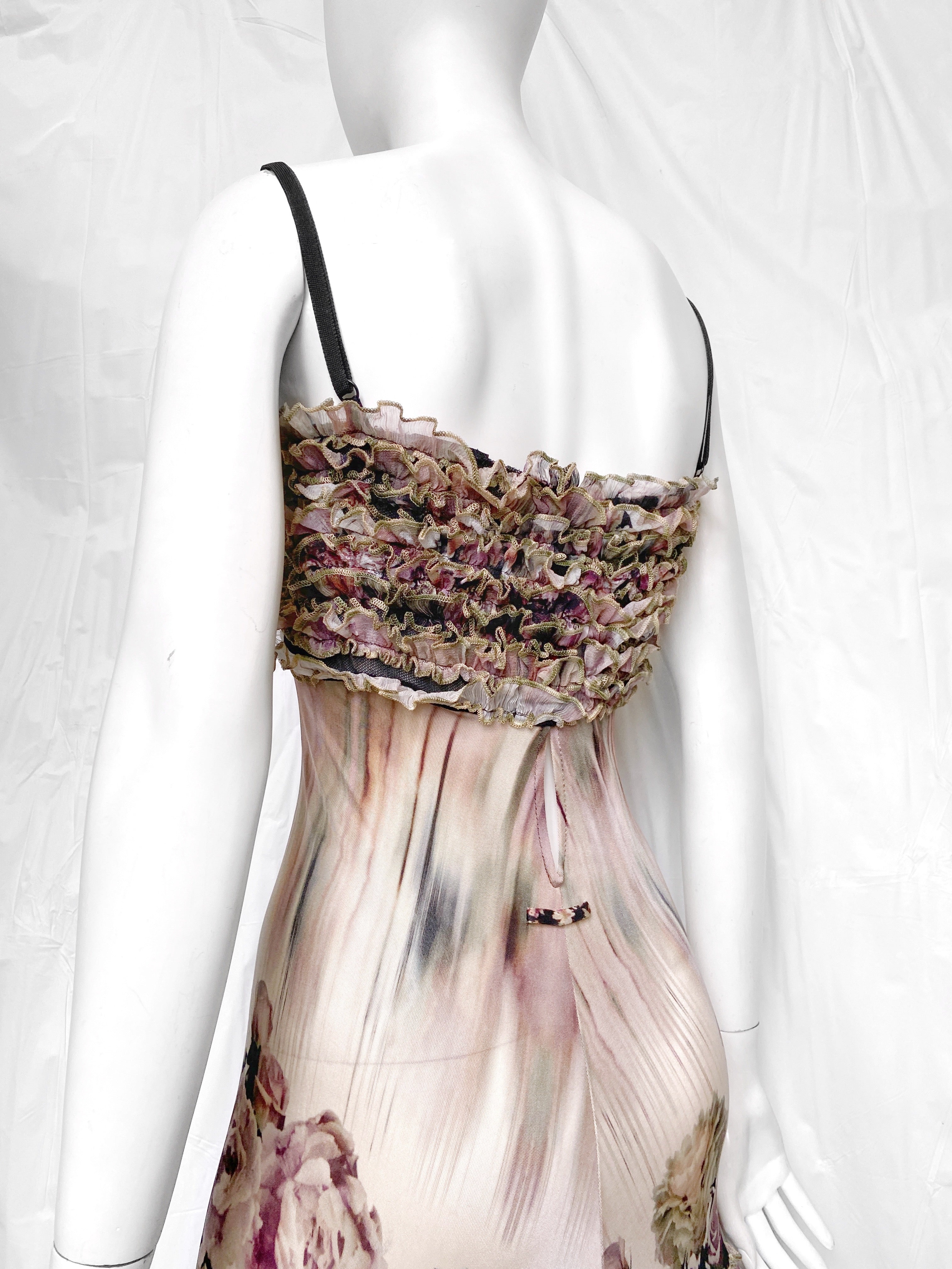 Jean Paul Gaultier Spring 2011 Ruched Floral Mesh Dress S - 8
