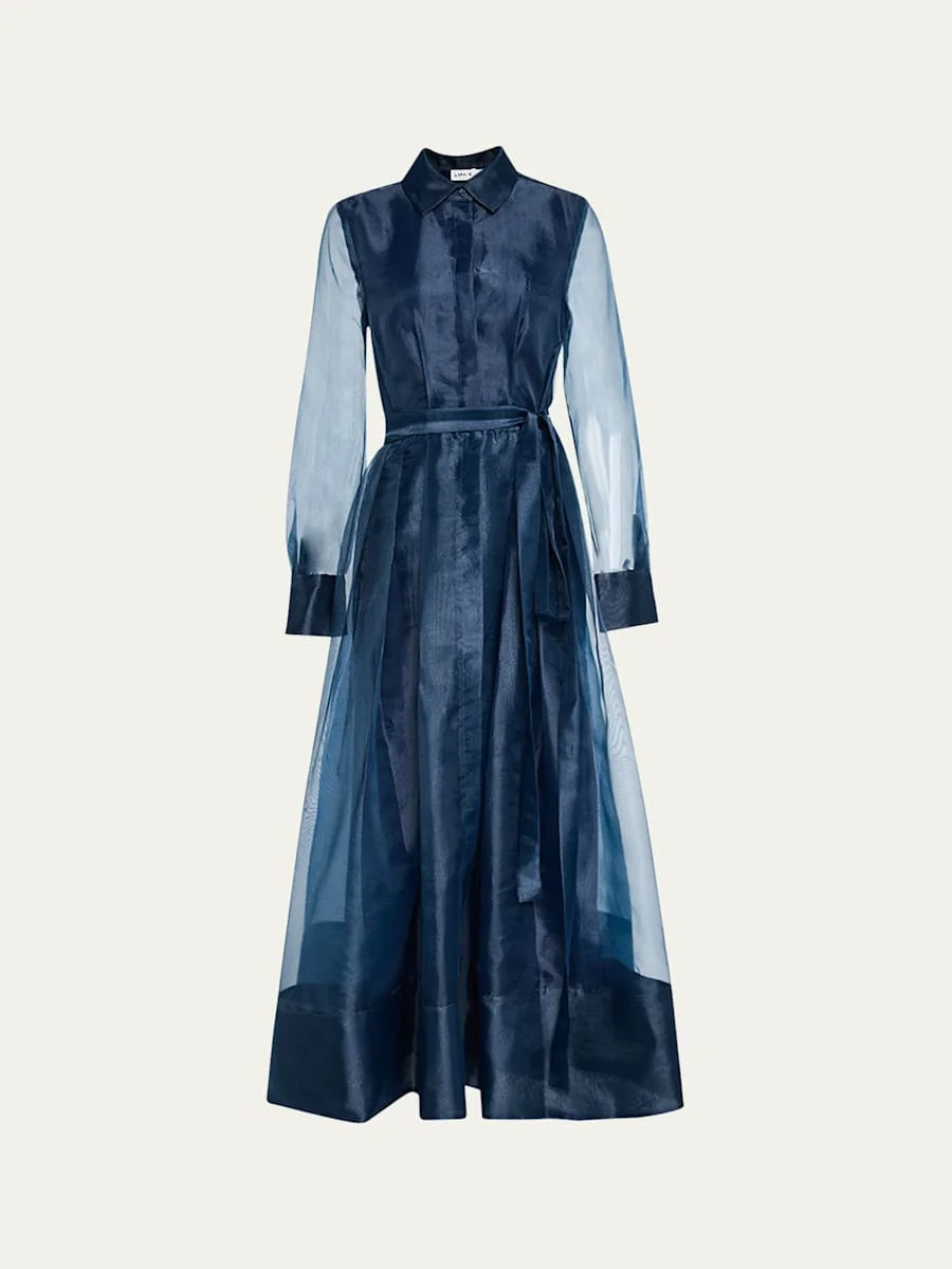 Montgomery Long-Sleeve Button-Front Midi Dress - 1