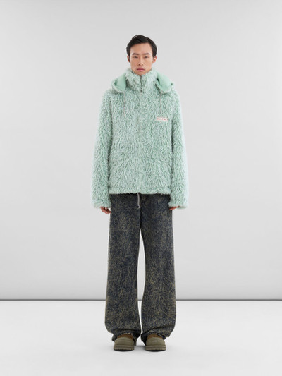 Marni GREEN SHAGGY JACKET WITH DETACHABLE HOOD outlook