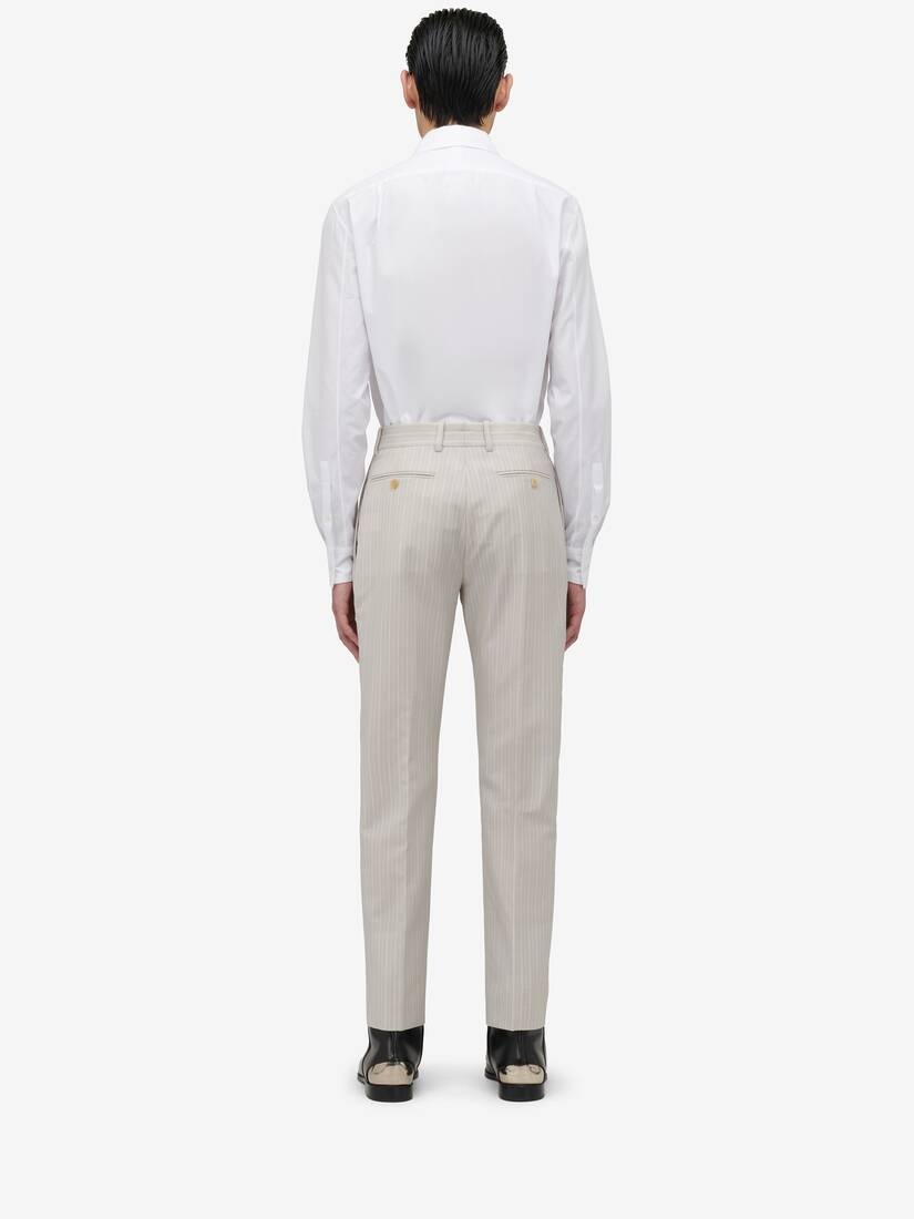 Men's Tailored Cigarette Trousers in Ice Grey - 4