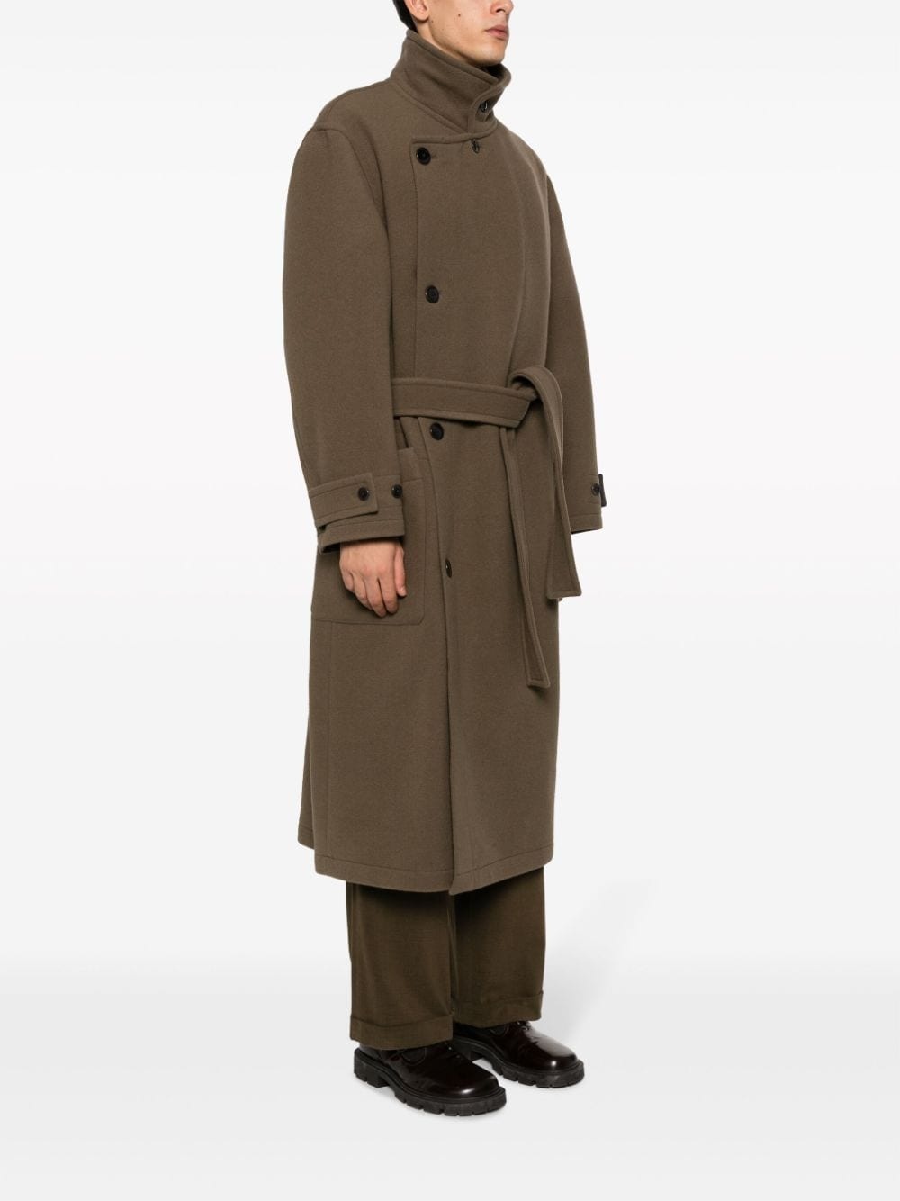 wool wrap belted-waist coat - 4
