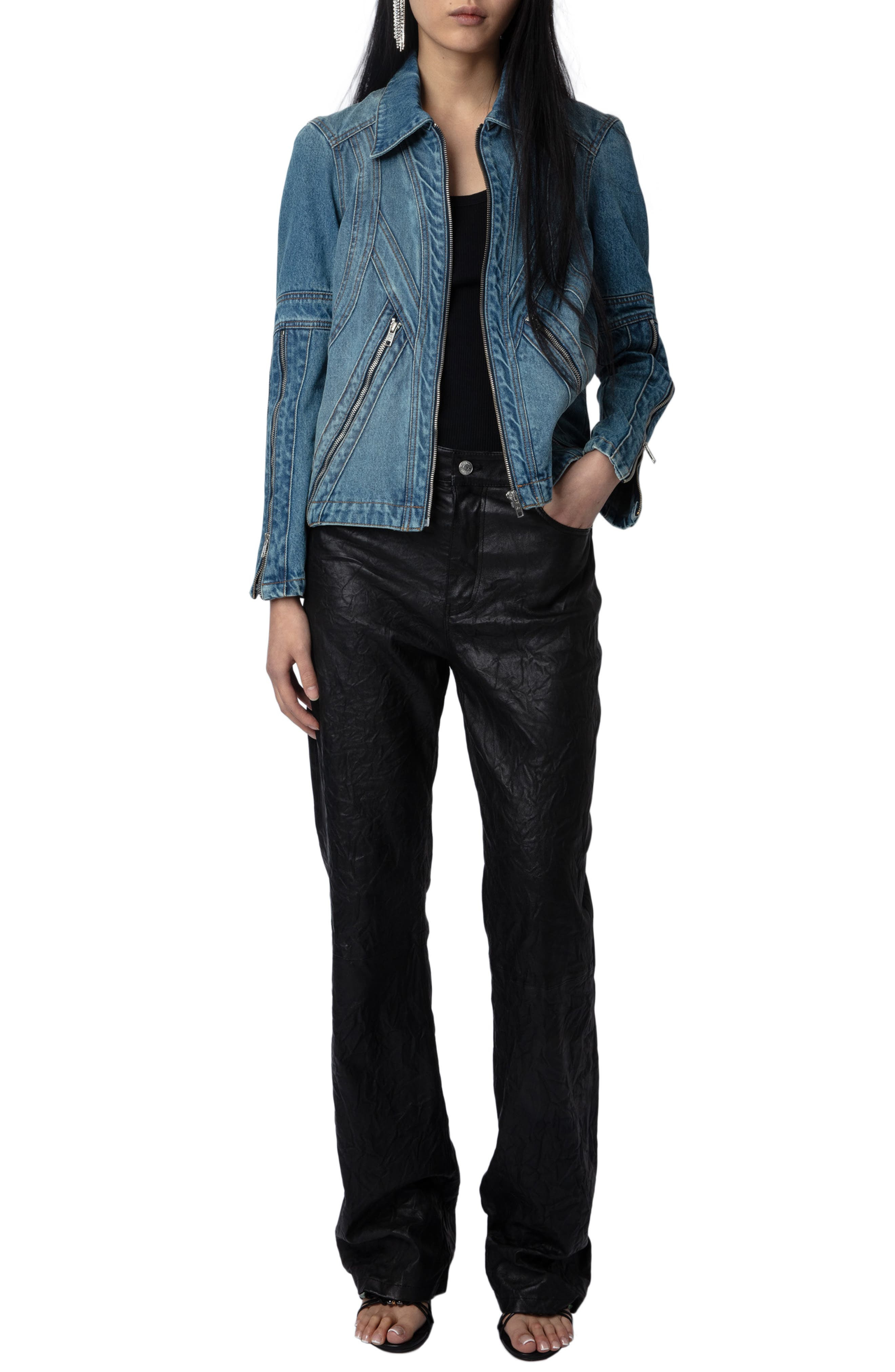 Zadig & Voltaire Bons Cotton Denim Jacket in Light Blue at Nordstrom - 6