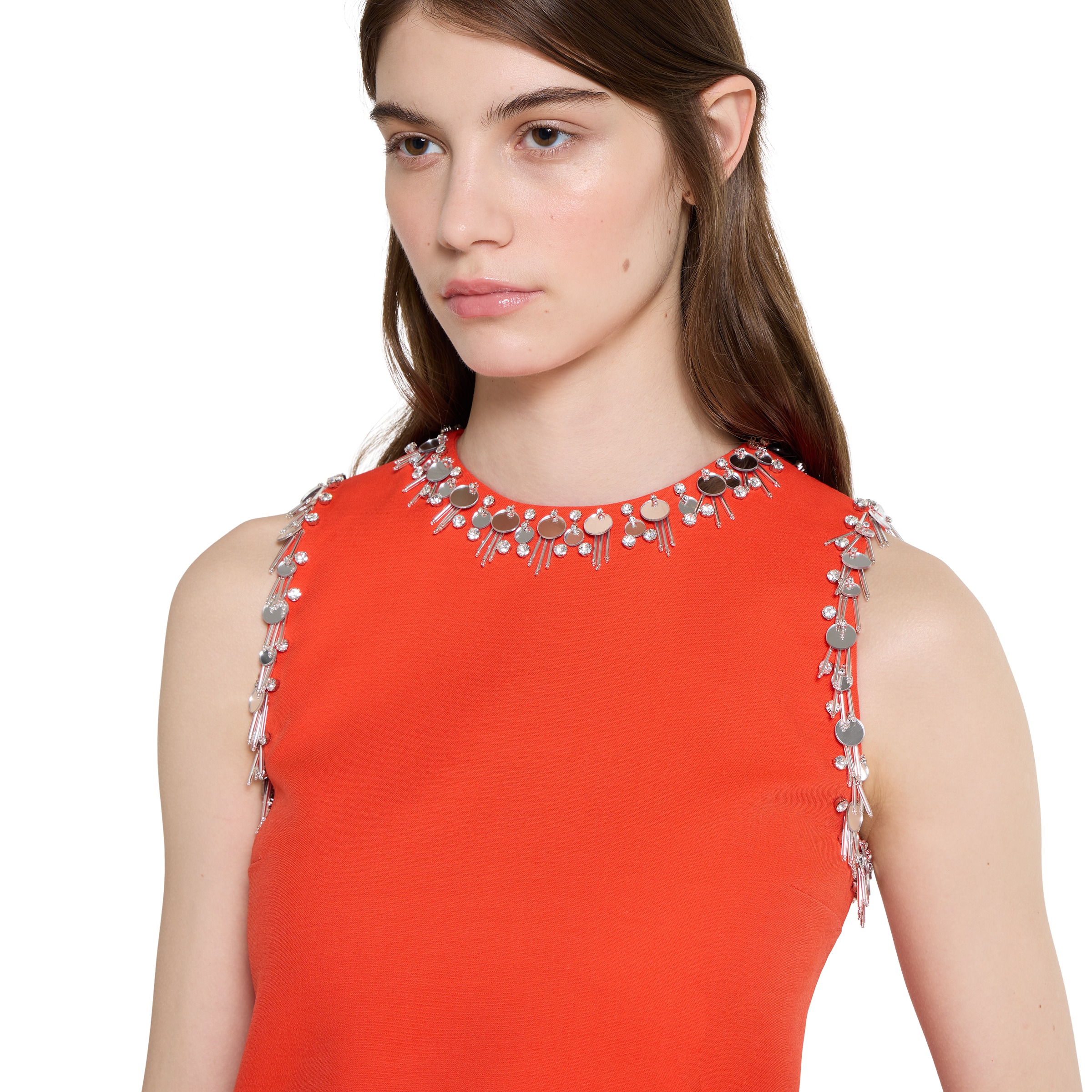 Crêpe wool silk top with embroidery - 5