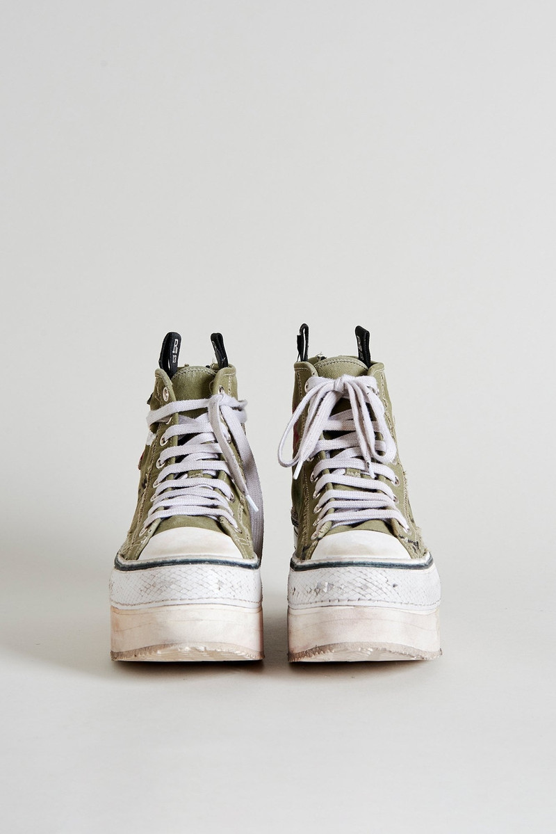 Platform High Top Sneakers - Olive | R13 Denim 2