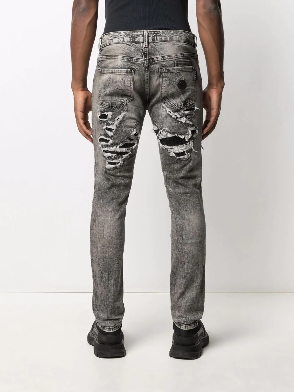 distressed slim-cut jeans - 4