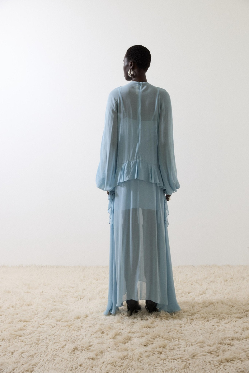 TERRAN MAXI DRESS IN SKY GEORGETTE CHIFFON 5
