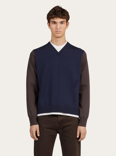 FERRAGAMO Dual tone V-neck sweater outlook