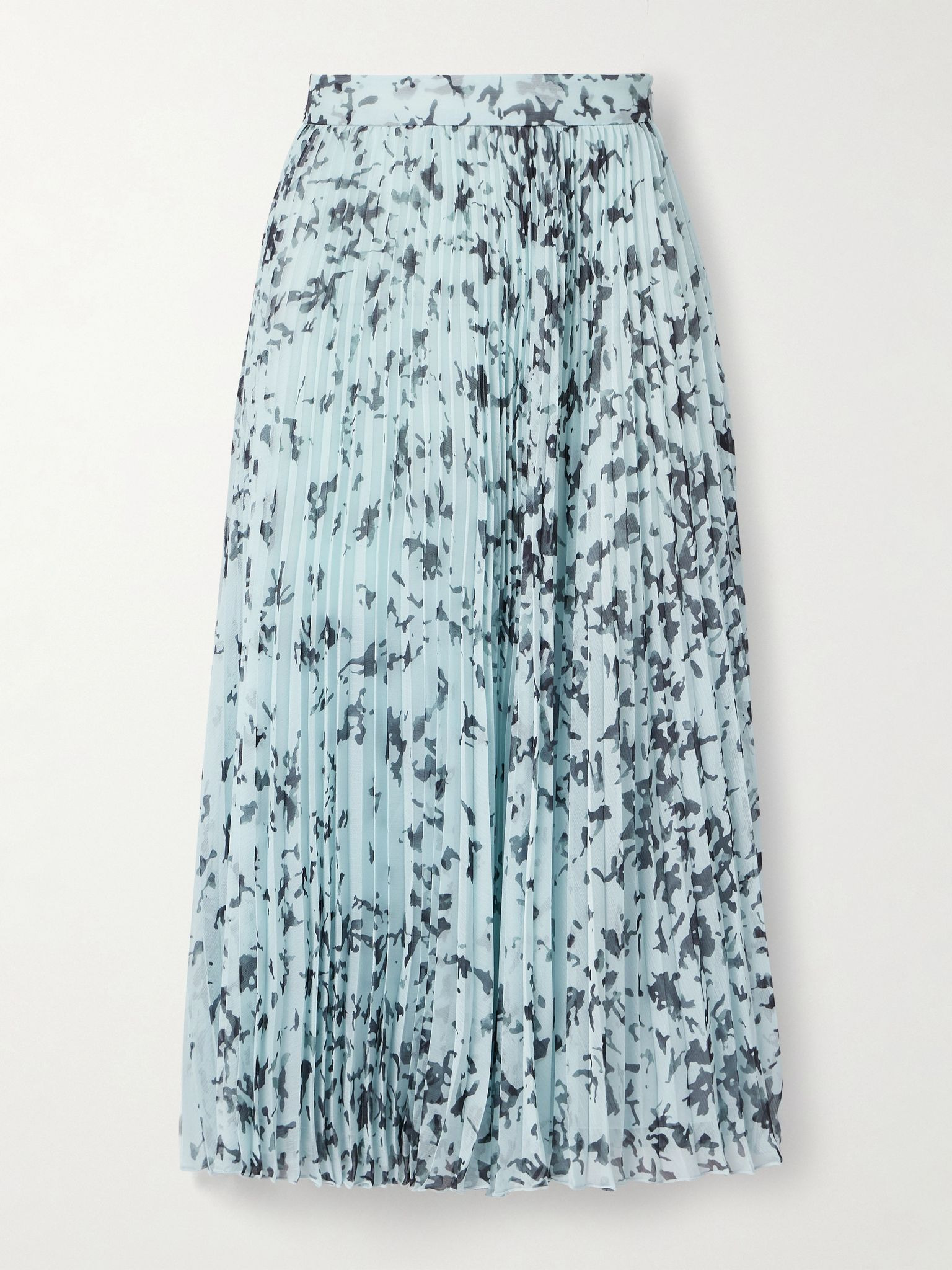 Cecily pleated printed crepon midi skirt Blue - 1