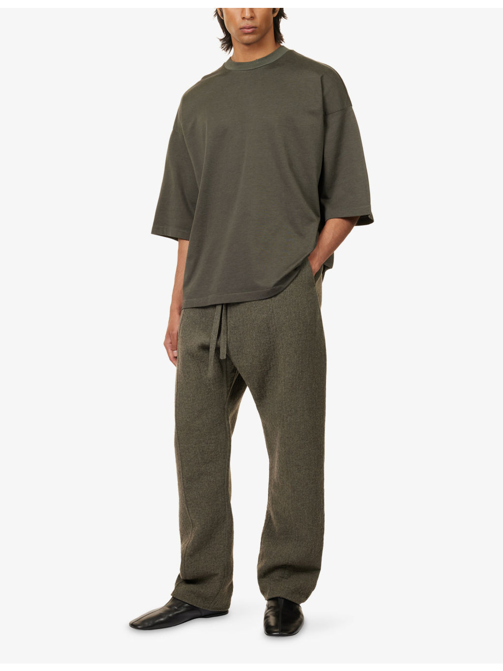Drawstring Wide-Leg Wool-Blend Trousers - 2