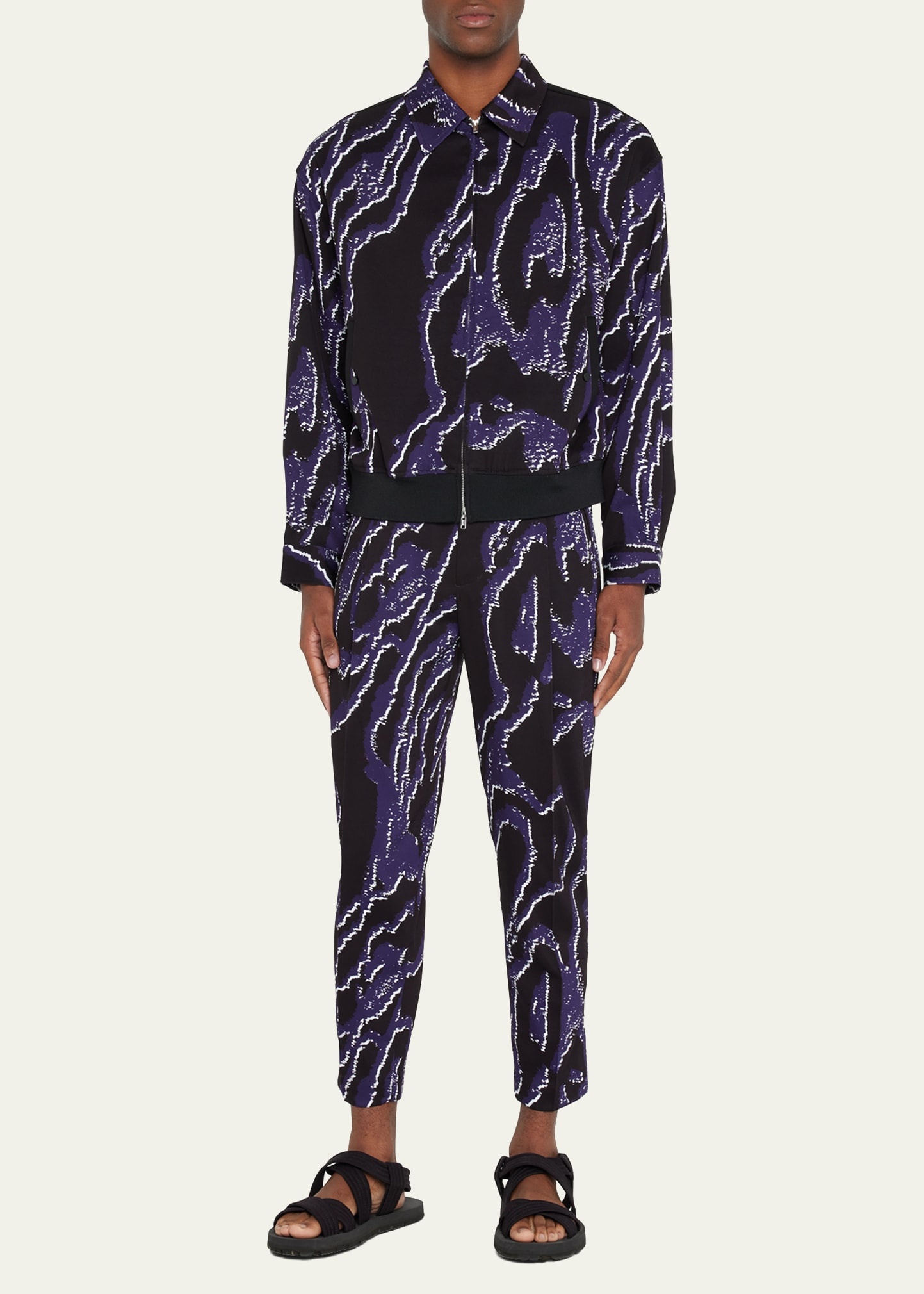 Men's Wood Grain-Print Bomber Jacket - 2