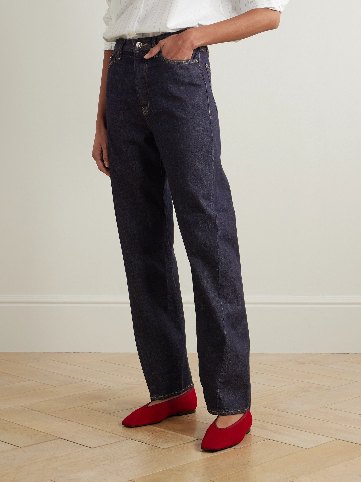 Twisted Seam high-rise straight-leg jeans Navy - 3