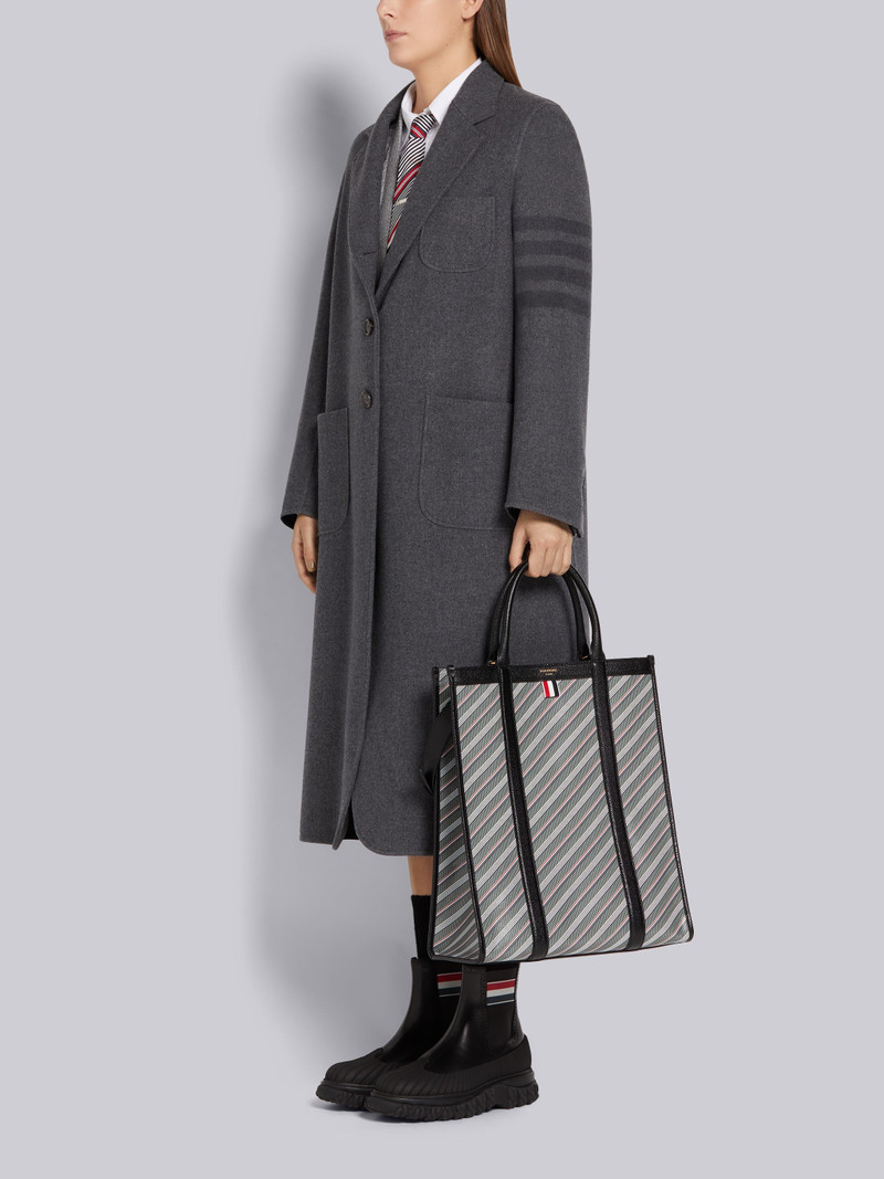 Medium Grey Monogram Coated Canvas Shoulder Strap Vertical Squared Tote 6