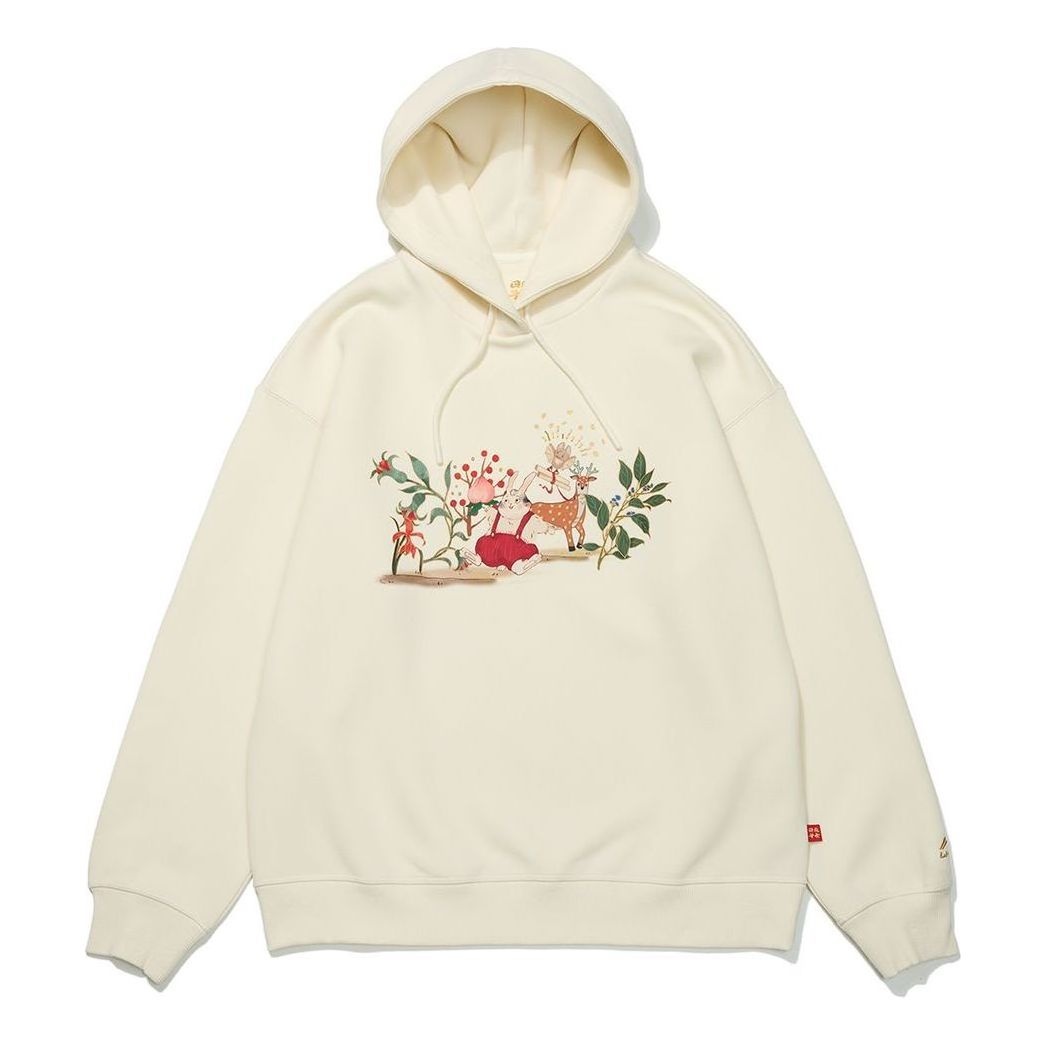 (WMNS) Li-Ning Lifestyle Graphic Printed Hooded Sweatshirt 'White' AWDT056-8 - 1