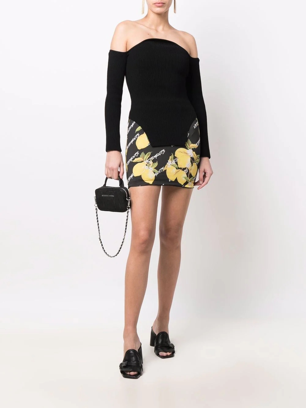 lemon-print fitted skirt - 2