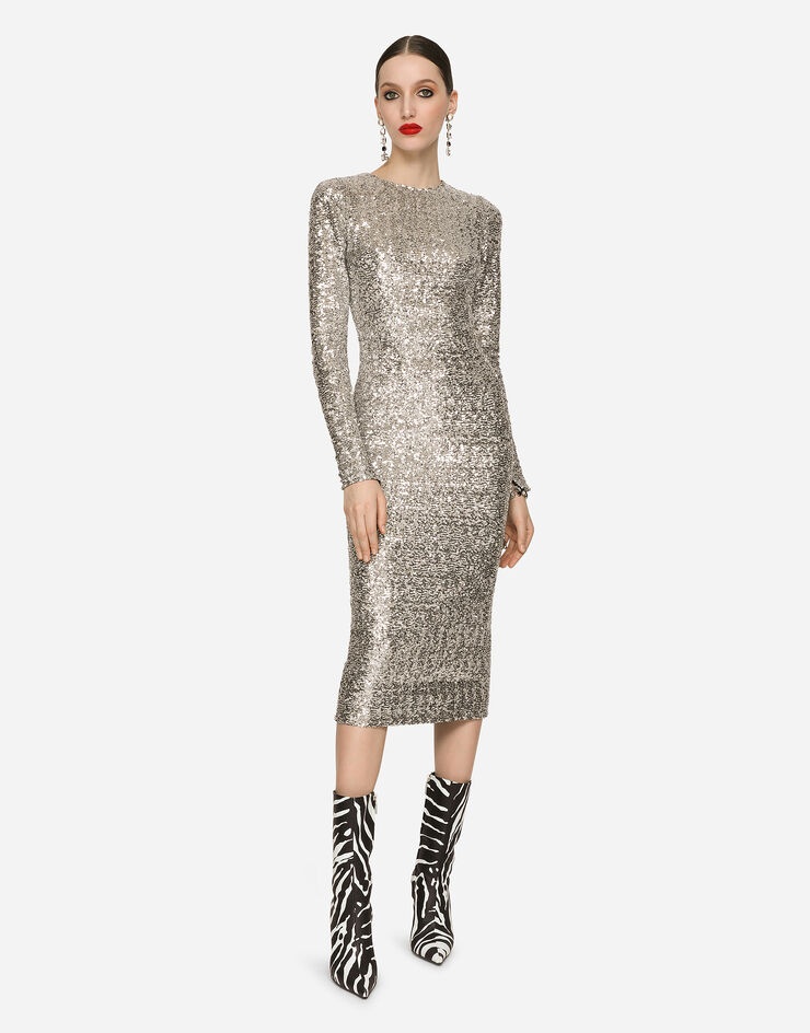 Sequined calf-length dress - 1