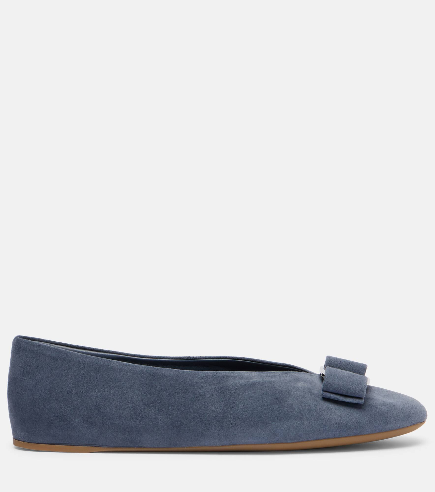 Vanna bow-detail suede ballet flats - 4