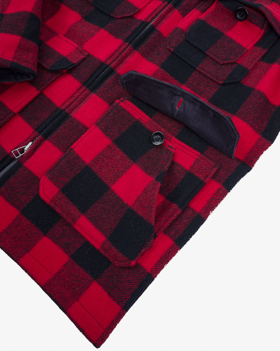 IHW-19-RED Wool Buffalo Check Hunting Jacket - Red - 18