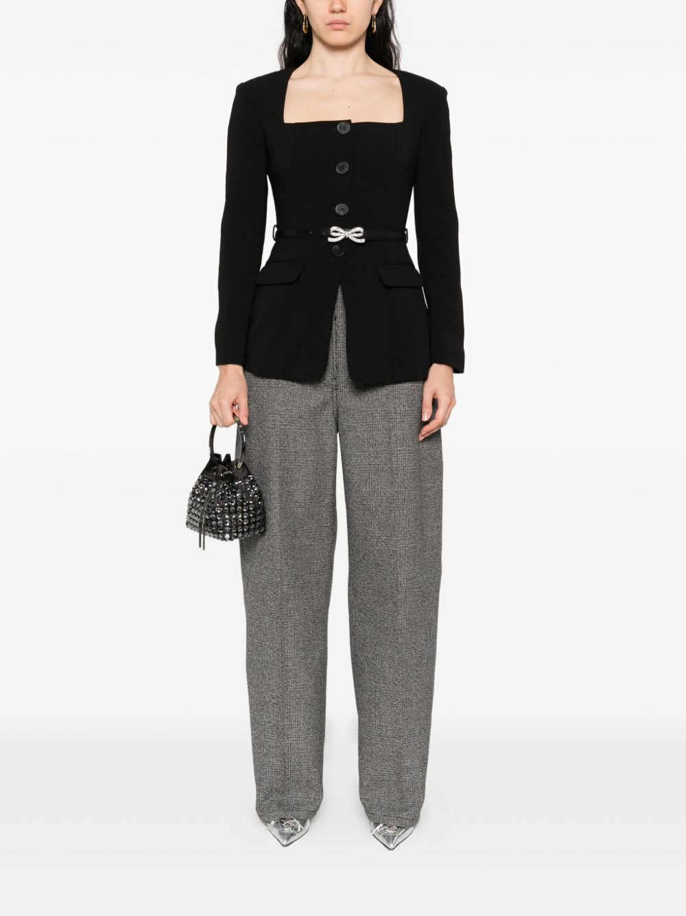 bow-embellished belted jacket - 2