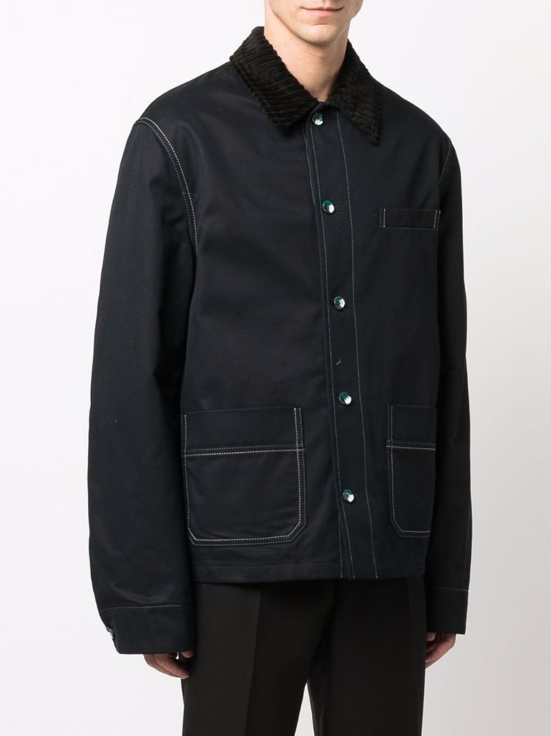 stitch-detail shirt jacket - 3