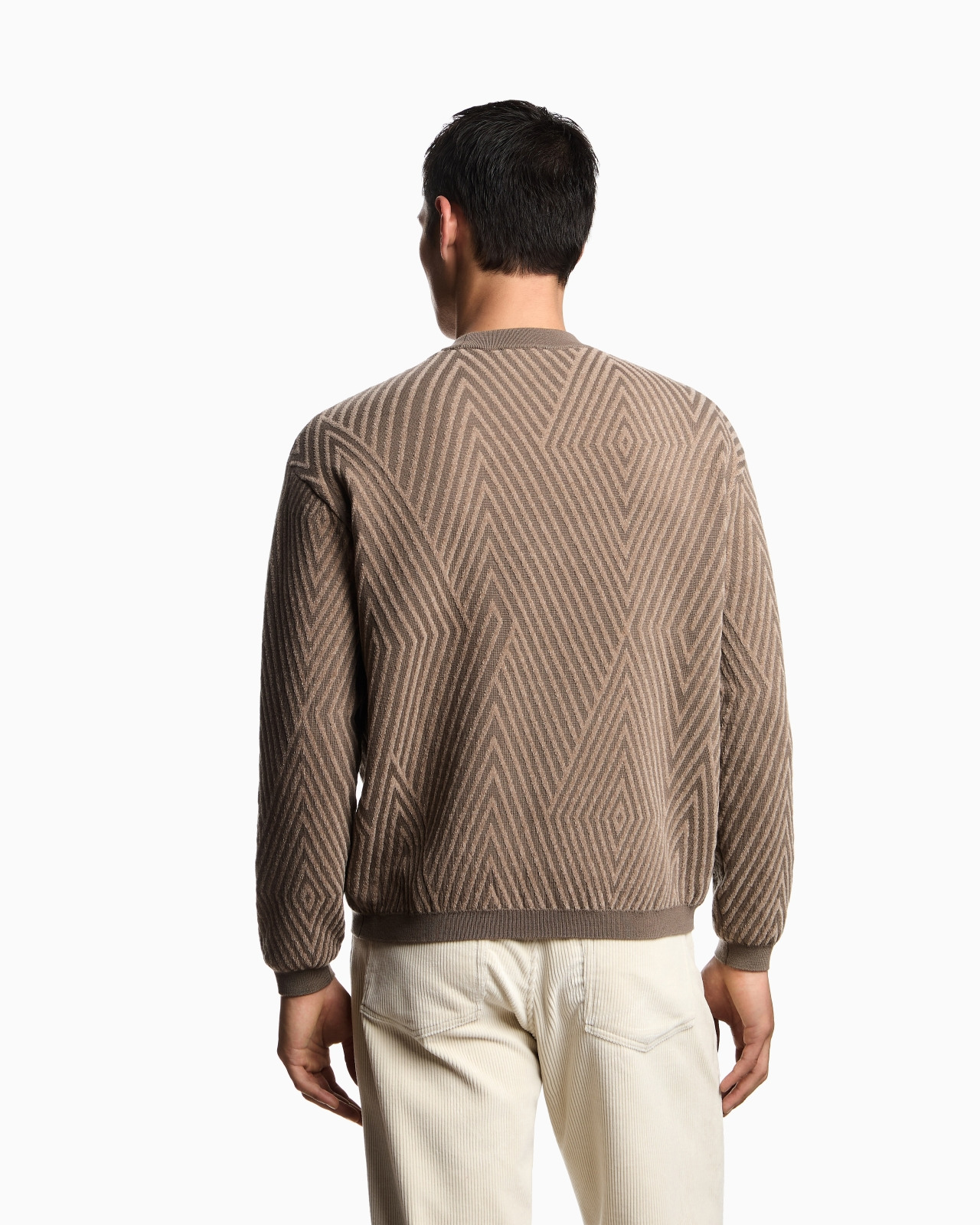 VIRGIN WOOL-BLEND JUMPER WITH OP-ART JACQUARD WITH OVERSIZED DIAMONDS - 3