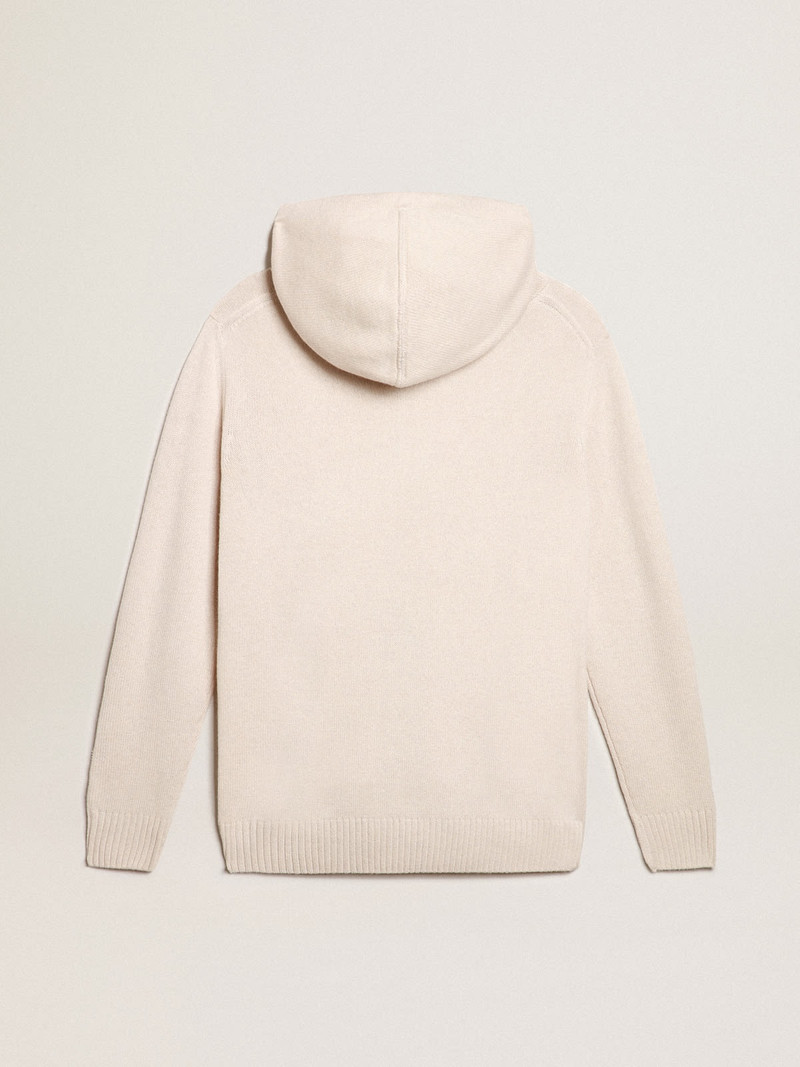 Men’s white cashmere blend sweatshirt with hood 6
