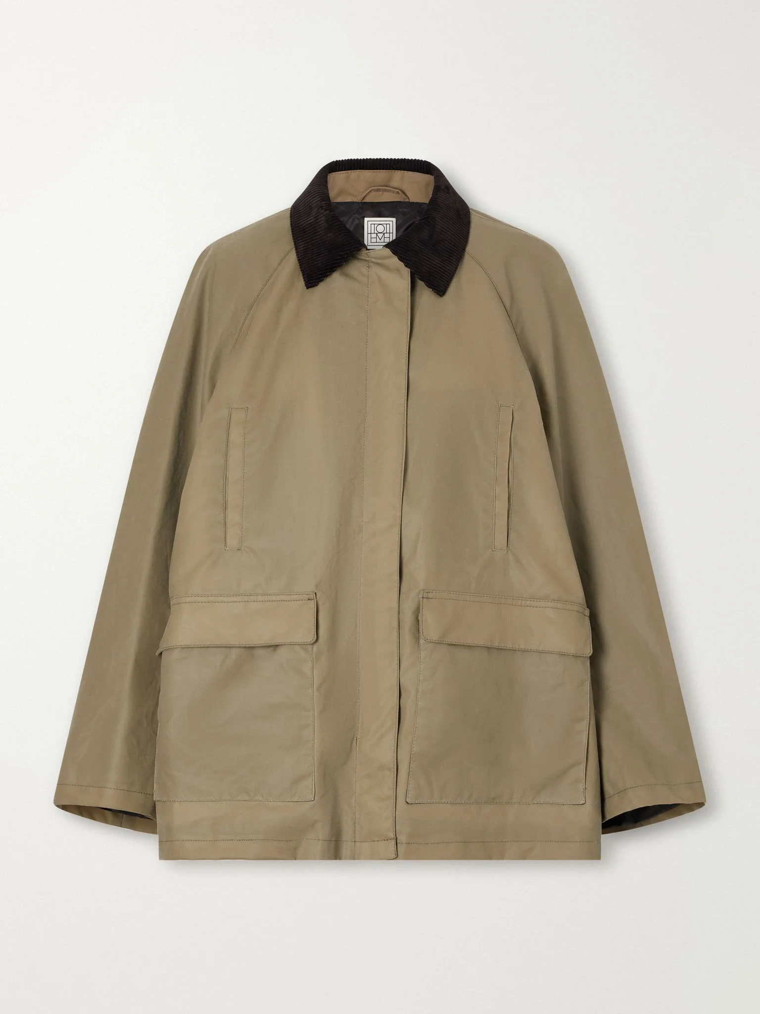 Country corduroy-trimmed organic cotton-canvas jacket Sand - 1